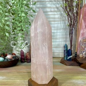 0084 Sharp Point Rose Quartz Crystal Tower - Large 7-3/4 Inches Tall